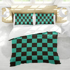 Anime Bedding Set, 3-Piece Anime Duvet Cover King Size Ultra Soft Breathable 3D Printed Microfiber Comforter Cover, Cartoon Quilt Cover, Teen Comforter Cover with 2 Pillowcases (King,Green)