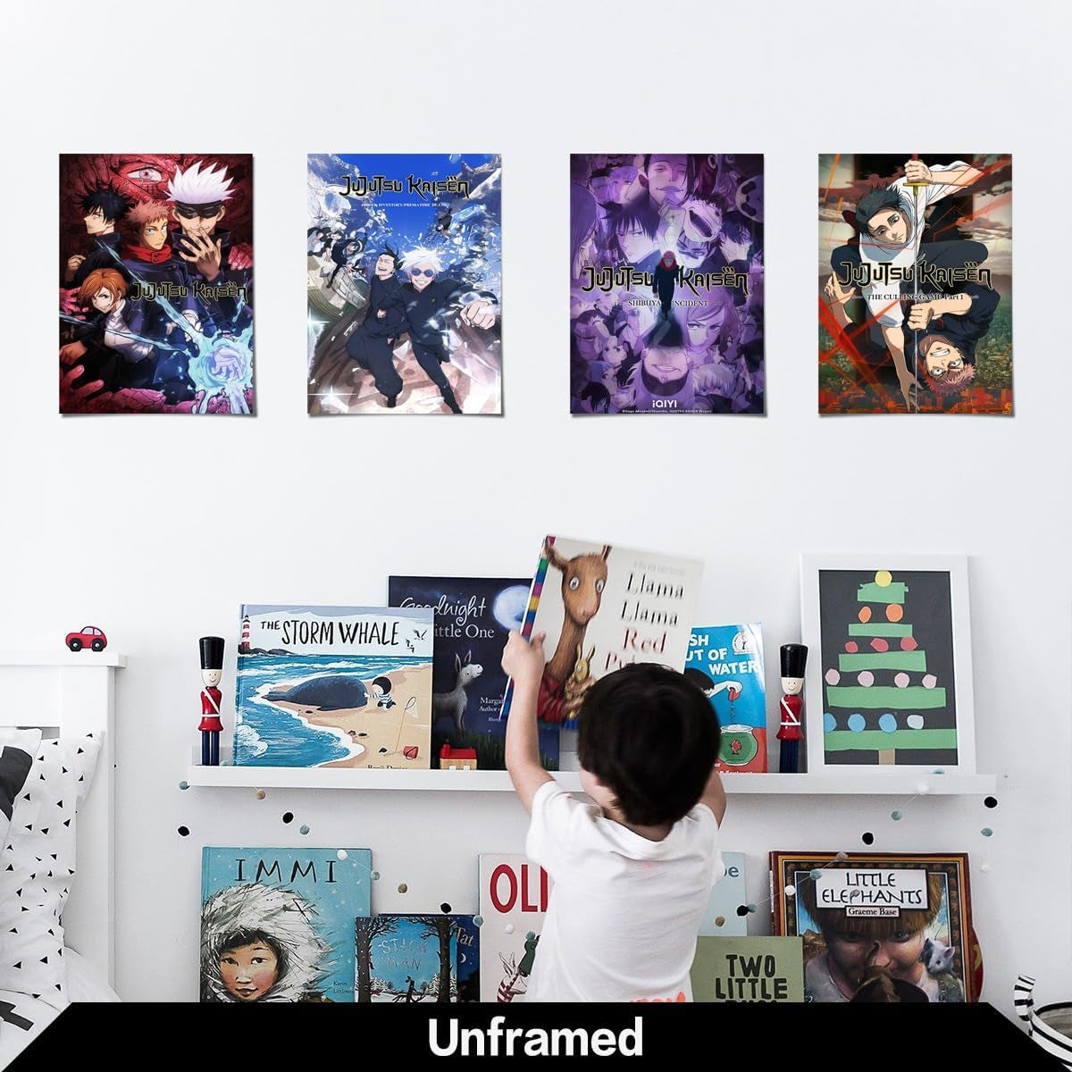 4PC Jujutsu Kaisen Poster for Fans Kids Room Bedroom Wall Decor-Jujutsu Kaisen Anime Posters Canvas Prints Picture for Teen Boy Girls Gifts