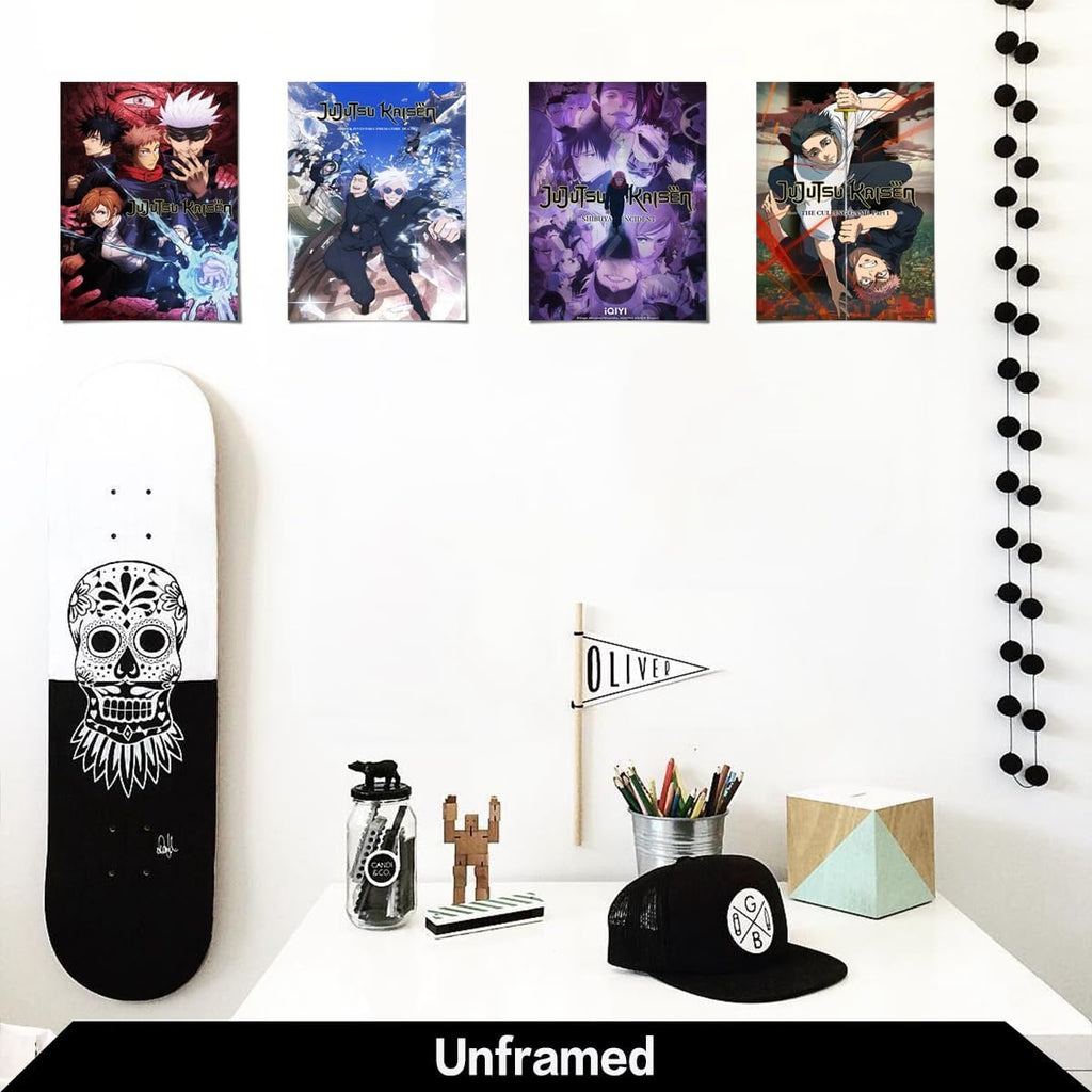 4PC Jujutsu Kaisen Poster for Fans Kids Room Bedroom Wall Decor-Jujutsu Kaisen Anime Posters Canvas Prints Picture for Teen Boy Girls Gifts