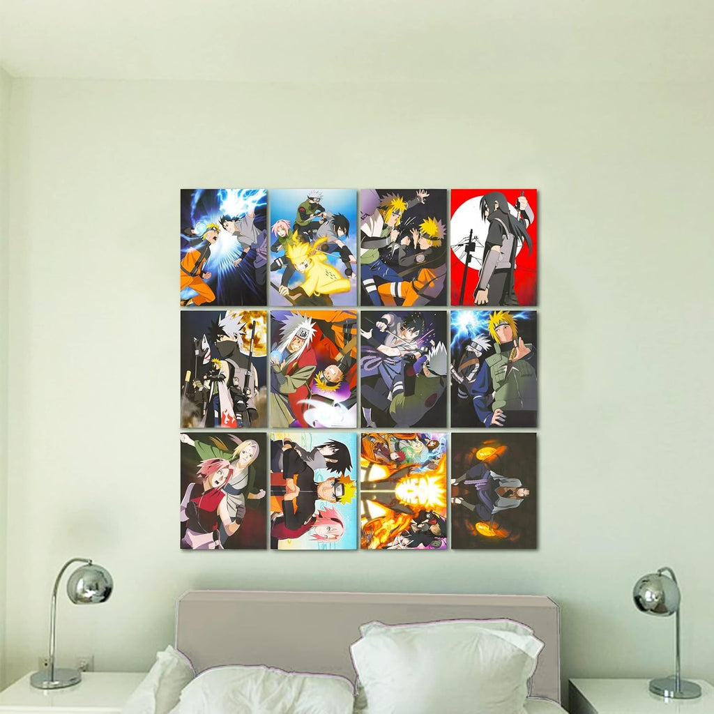 Posters for Bedroom Room Decor Bundle | 12 Posters for Walls Anime Poster Pack Set with Anime Stickers |  Room Decorations Set