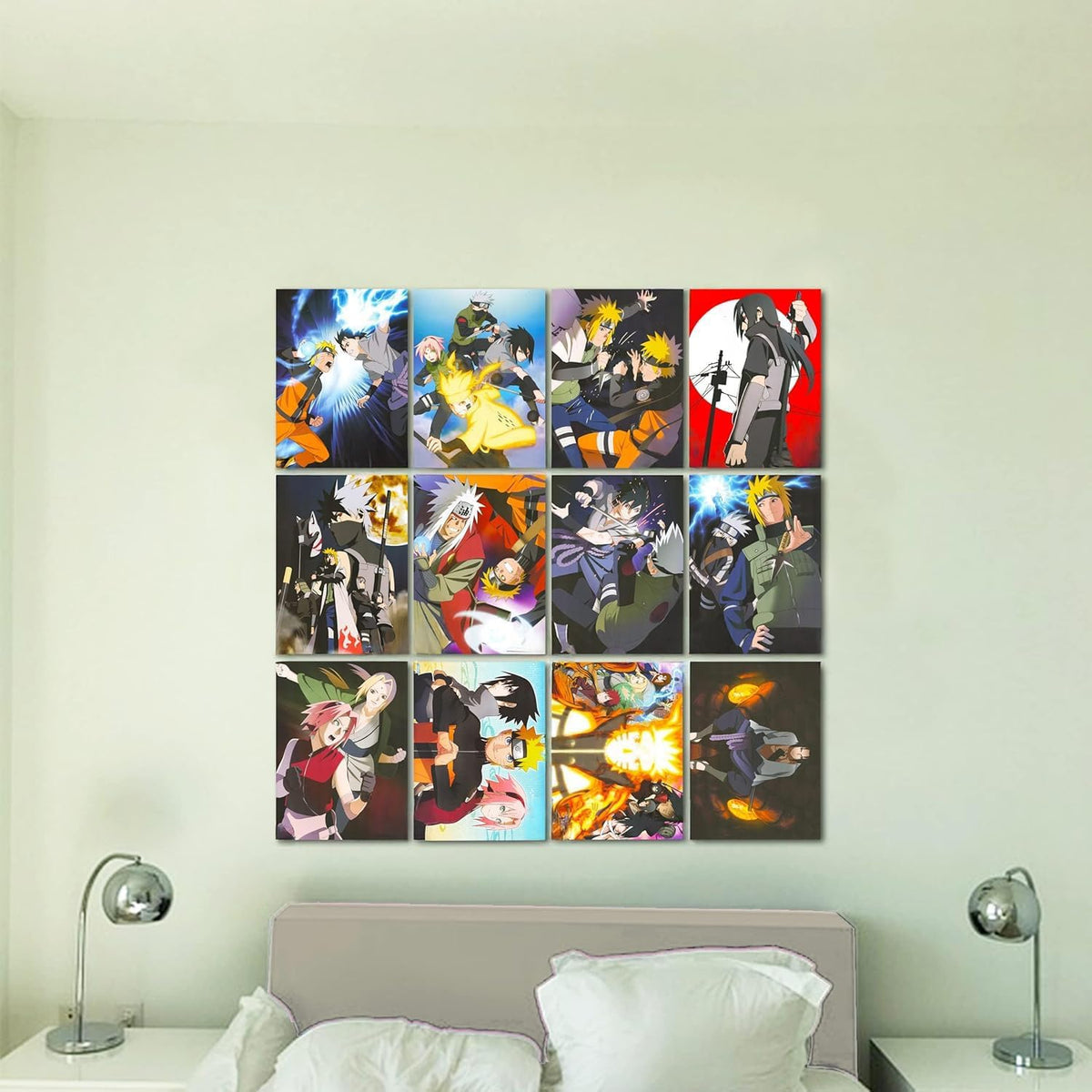 Posters for Bedroom Room Decor Bundle | 12 Posters for Walls Anime Poster Pack Set with Anime Stickers |  Room Decorations Set