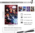 4PC Jujutsu Kaisen Poster for Fans Kids Room Bedroom Wall Decor-Jujutsu Kaisen Anime Posters Canvas Prints Picture for Teen Boy Girls Gifts