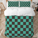Anime Bedding Set, 3-Piece Anime Duvet Cover King Size Ultra Soft Breathable 3D Printed Microfiber Comforter Cover, Cartoon Quilt Cover, Teen Comforter Cover with 2 Pillowcases (King,Green)