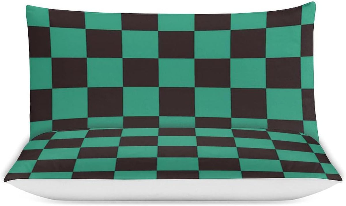 Anime Bedding Set, 3-Piece Anime Duvet Cover King Size Ultra Soft Breathable 3D Printed Microfiber Comforter Cover, Cartoon Quilt Cover, Teen Comforter Cover with 2 Pillowcases (King,Green)