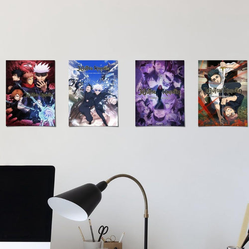 4PC Jujutsu Kaisen Poster for Fans Kids Room Bedroom Wall Decor-Jujutsu Kaisen Anime Posters Canvas Prints Picture for Teen Boy Girls Gifts