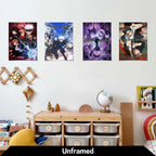 4PC Jujutsu Kaisen Poster for Fans Kids Room Bedroom Wall Decor-Jujutsu Kaisen Anime Posters Canvas Prints Picture for Teen Boy Girls Gifts