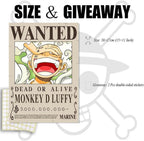 15In×11In Anime [OP] Wanted Bounty Posters, New Edition, 10 Straw Hat Pirates Crew Zoro, Sanji, Luffy, a Set of 11PCS