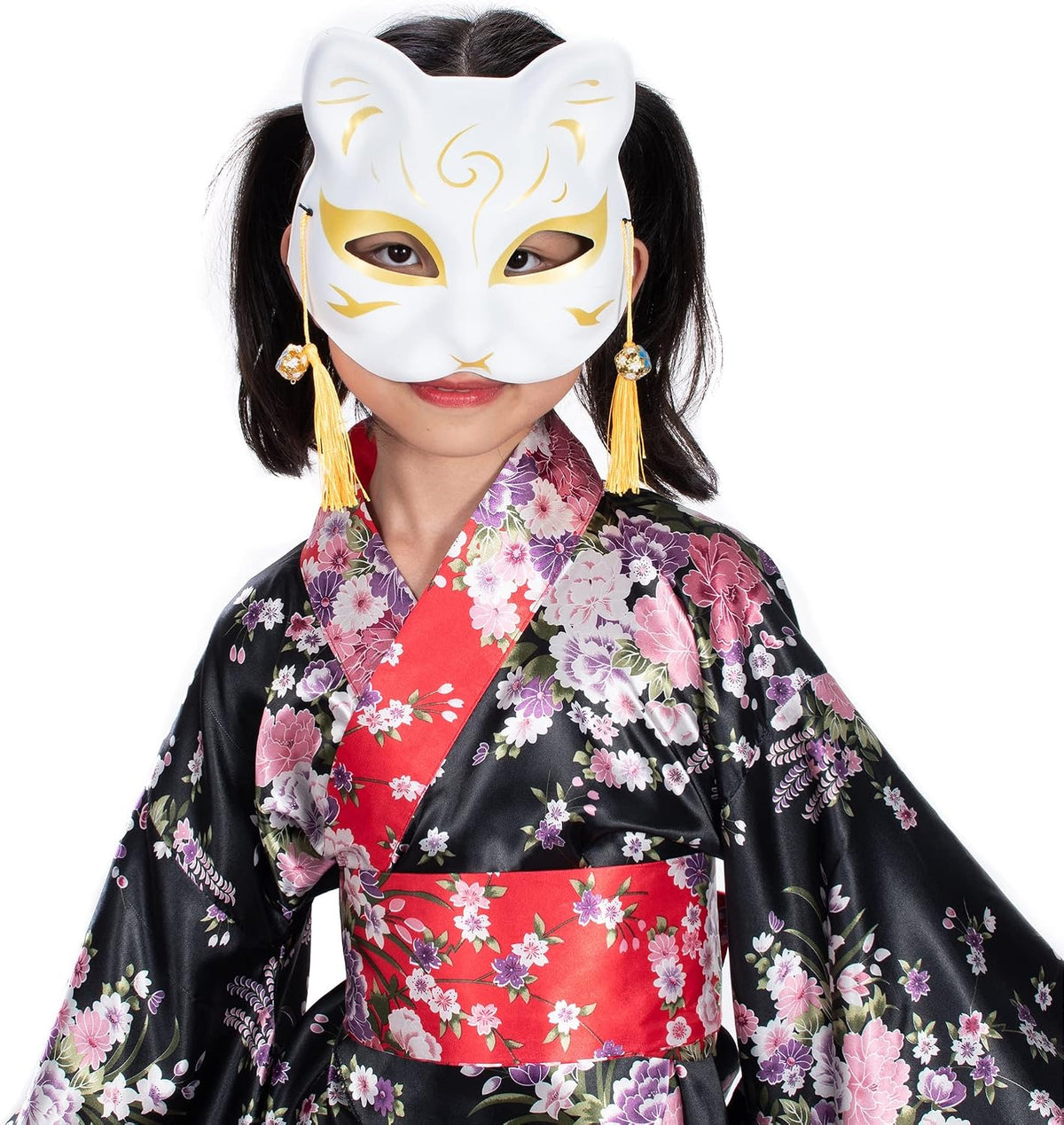3Pcs Japanese Kitsune Inu Boku Fox Cat Cute Cosplay Half Mask Masquerade Christmas
